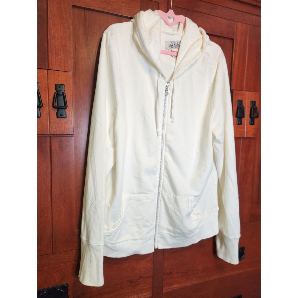 Old Navy White Hoodie Zippered Women's Size XXL - Picture 3 of 6